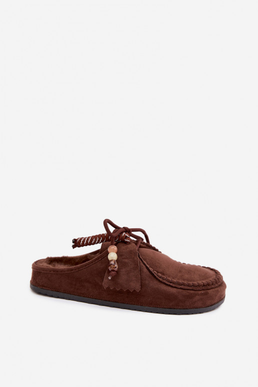 zapatillas de mujer Mule con piel color chocolate Melia
