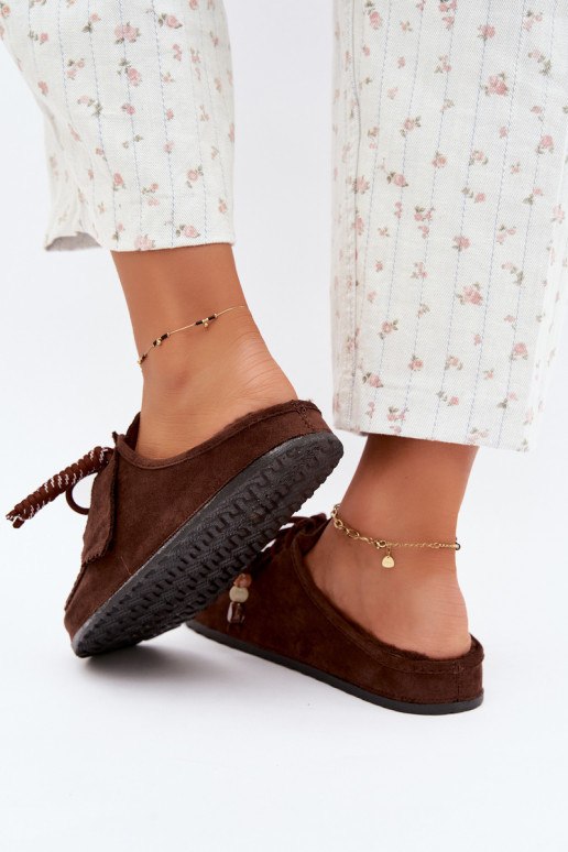 zapatillas de mujer Mule con piel color chocolate Melia