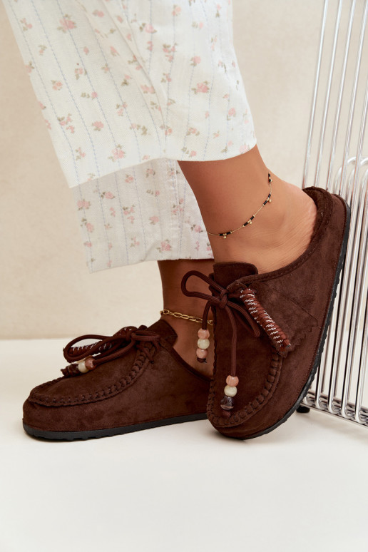 zapatillas de mujer Mule con piel color chocolate Melia