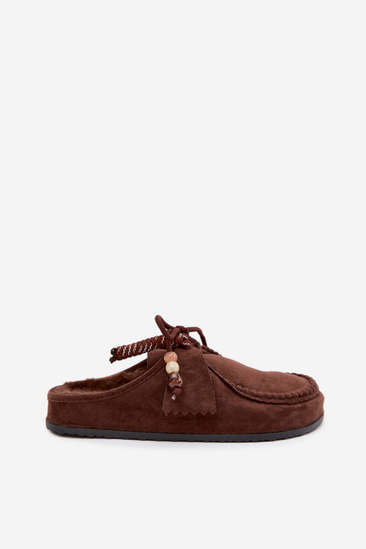 zapatillas de mujer Mule con piel color chocolate Melia
