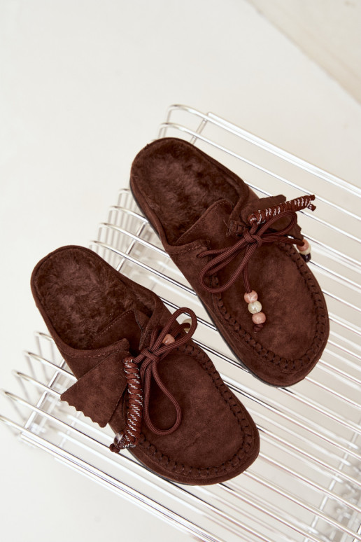 zapatillas de mujer Mule con piel color chocolate Melia
