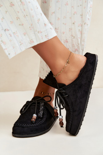 Zapatillas Mule FemeninoFutrzaną ENkładką de color negro Melia