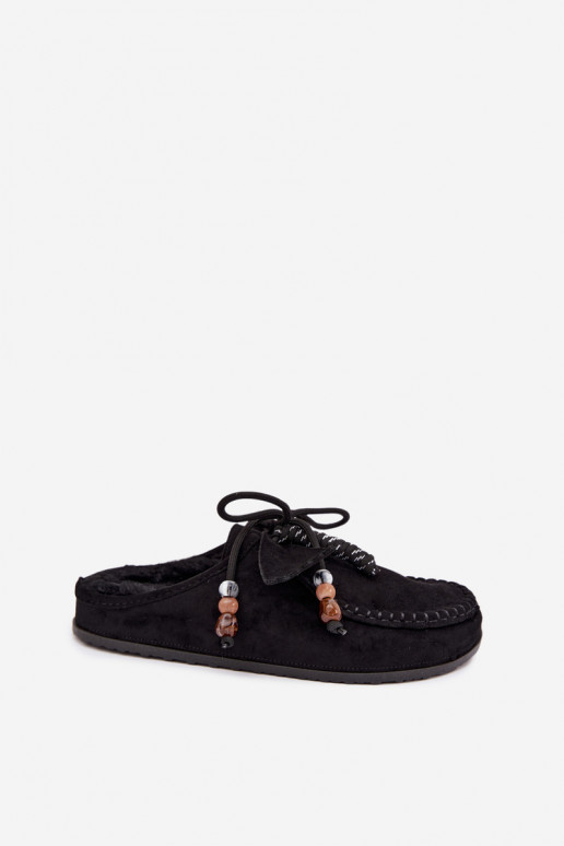 zapatillas de mujer Mule con piel negras Melia
