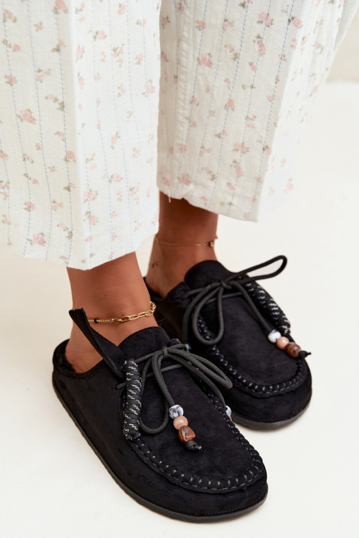 zapatillas de mujer Mule con piel negras Melia