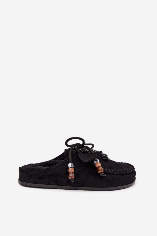 zapatillas de mujer Mule con piel negras Melia