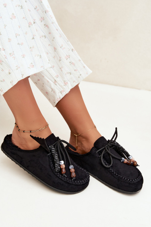 zapatillas de mujer Mule con piel negras Melia