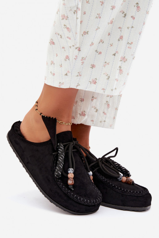 zapatillas de mujer Mule con piel negras Melia