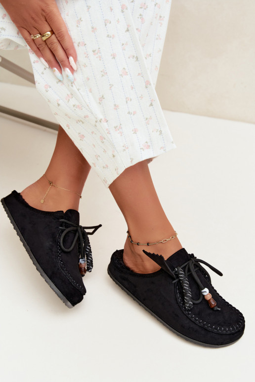 zapatillas de mujer Mule con piel negras Melia