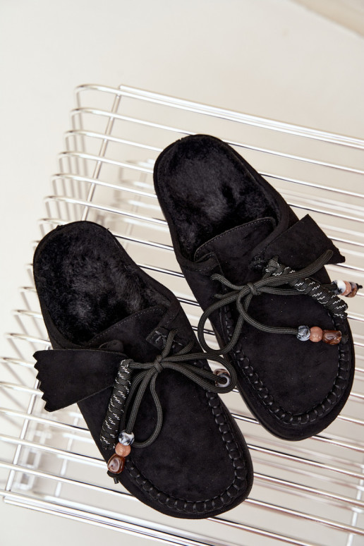 zapatillas de mujer Mule con piel negras Melia