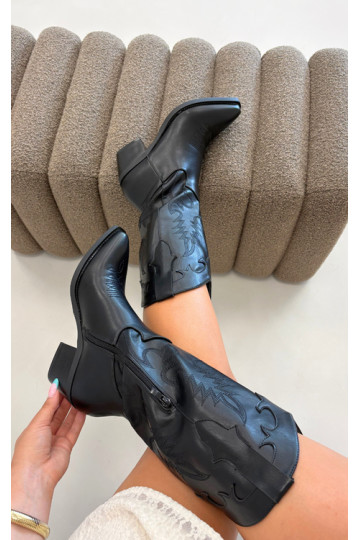 Botas altas de estilo cowboy con tacones en cuero sintético negro Jarissa 2