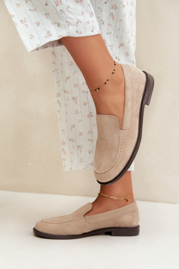 Mocasines para mujer de ante sintético, color arena Laisie