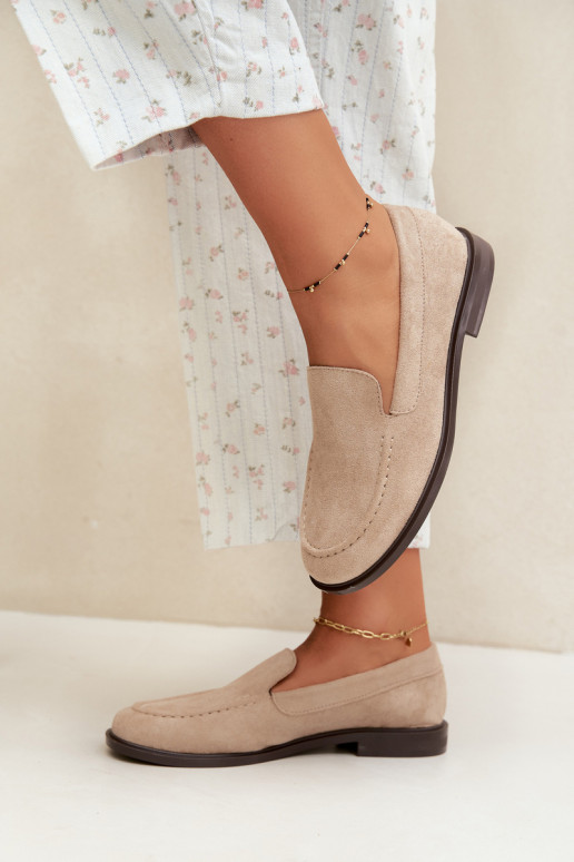 Mocasines para mujer de ante sintético, color arena Laisie