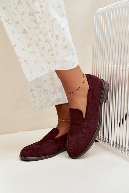 Mocasines para mujer de ante sintético, color burdeos Laisie