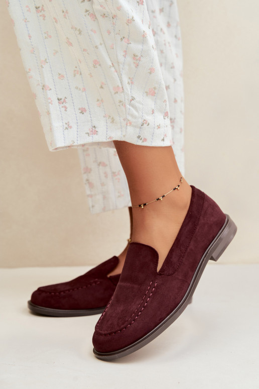 Mocasines para mujer de ante sintético, color burdeos Laisie