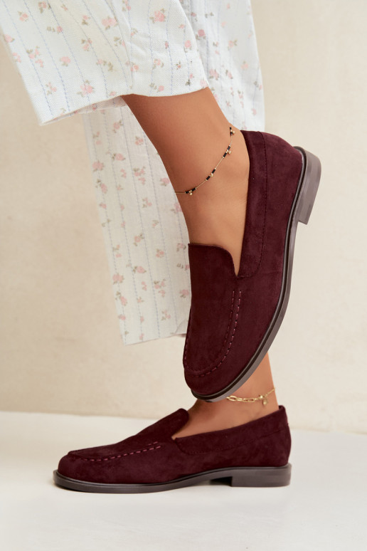 Mocasines para mujer de ante sintético, color burdeos Laisie