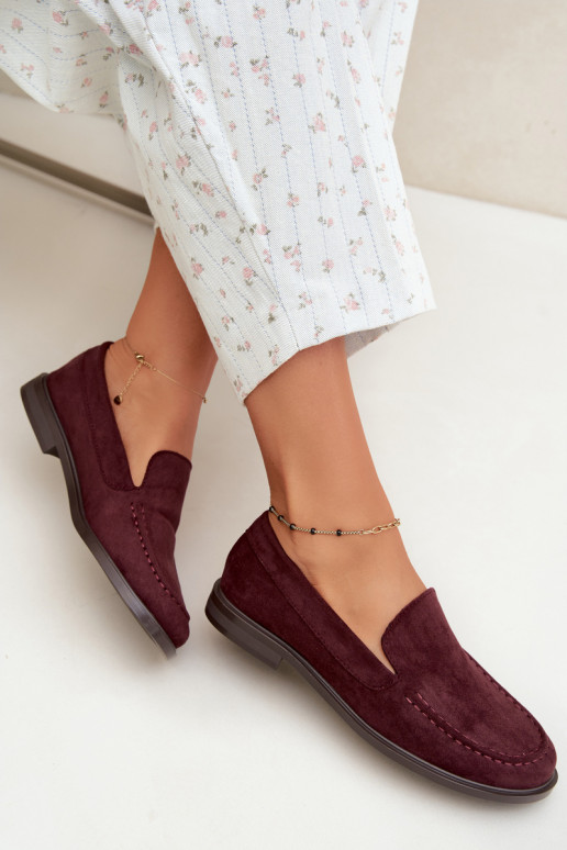 Mocasines para mujer de ante sintético, color burdeos Laisie