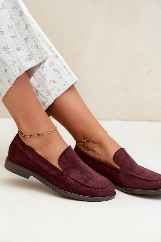Mocasines para mujer de ante sintético, color burdeos Laisie