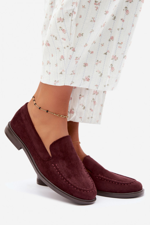 Mocasines para mujer de ante sintético, color burdeos Laisie