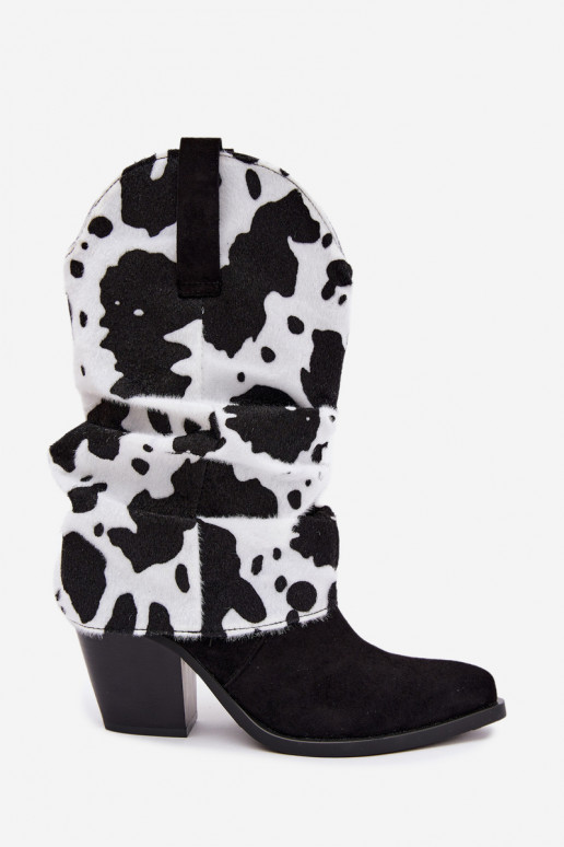 Botines de estilo cowboy con caña curva y tacones en color negro Havie