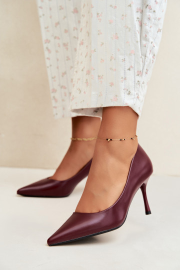 Zapatos de tacón clásicos de cuero sintético, color burdeos Nesha 2