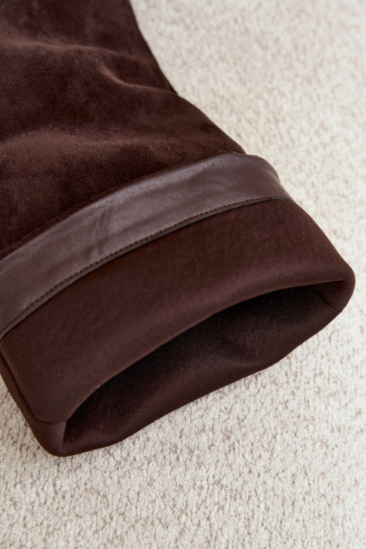 Botas altas de mujer sin cierre con tacón en ante sintético color chocolate Carmina