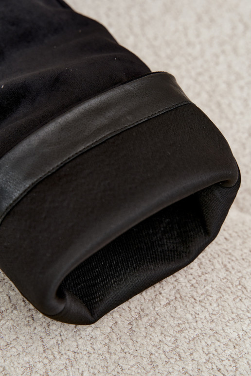 Botas altas de mujer sin cierre con tacón en ante sintético color negro Carmina