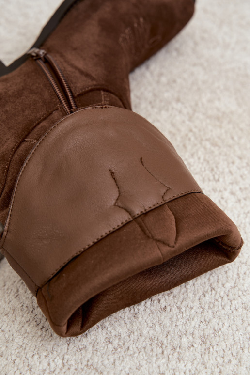 Botas altas de mujer estilo vaquero con tacón en color chocolate Betina
