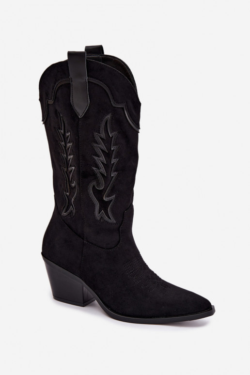 Botas altas de estilo cowboy en negro Betina