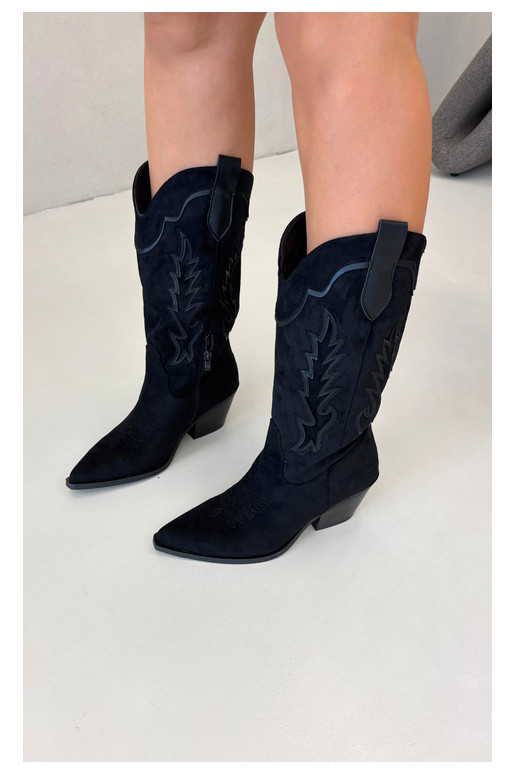 Botas altas de estilo cowboy en negro Betina