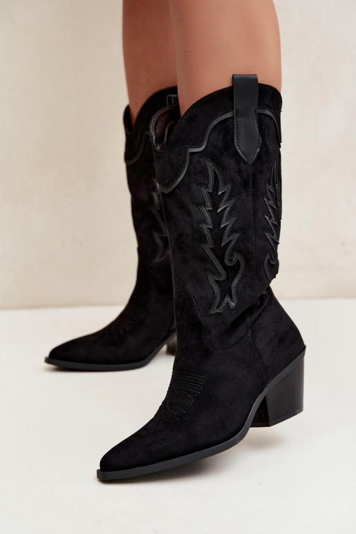 Botas altas de estilo cowboy en negro Betina