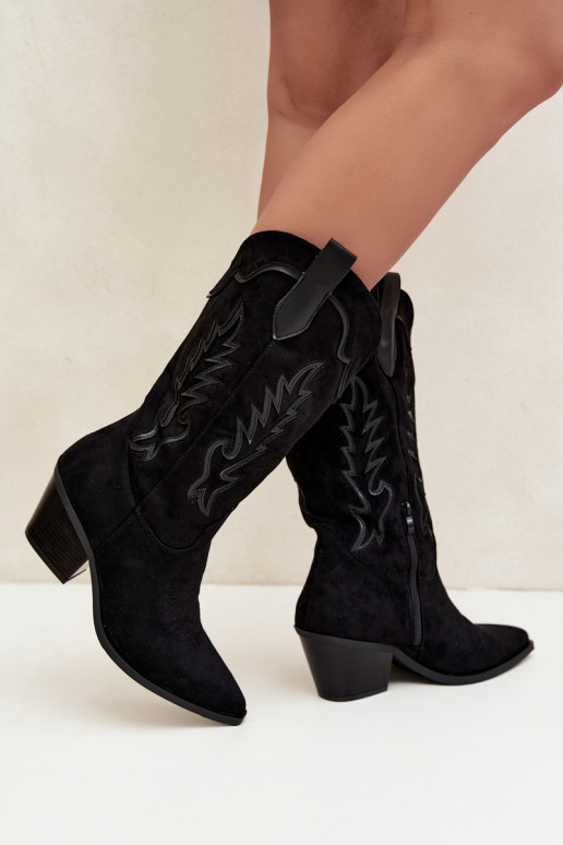 Botas altas de estilo cowboy en negro Betina