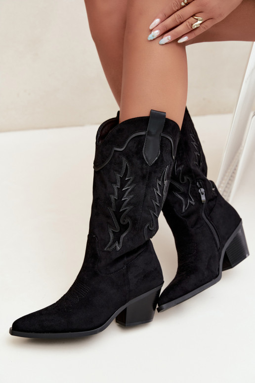 Botas altas de estilo cowboy en negro Betina