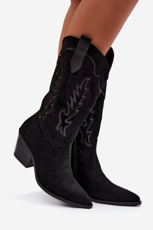 Botas altas de estilo cowboy en negro Betina