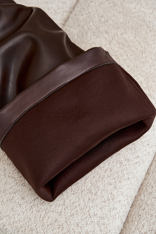 Botas largas de mujer con tacón en estilo slip-on de cuero sintético chocolate Anica