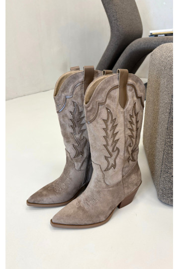 Botas altas de estilo cowboy en caqui Betina 2