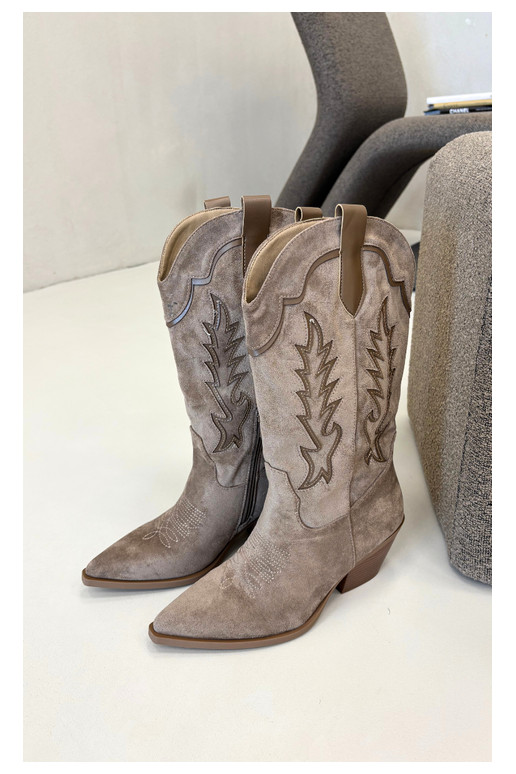 Botas altas de estilo cowboy en caqui Betina