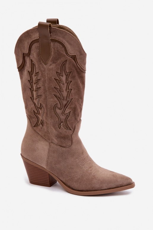 Botas altas de estilo cowboy en caqui Betina