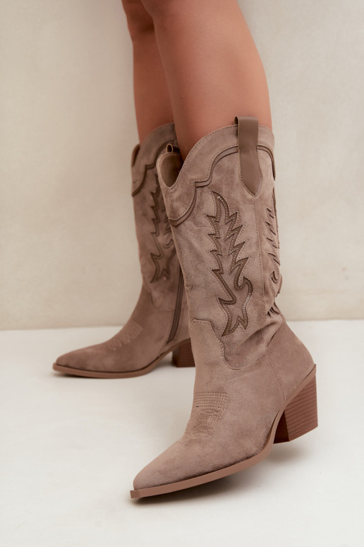 Botas altas de estilo cowboy en caqui Betina