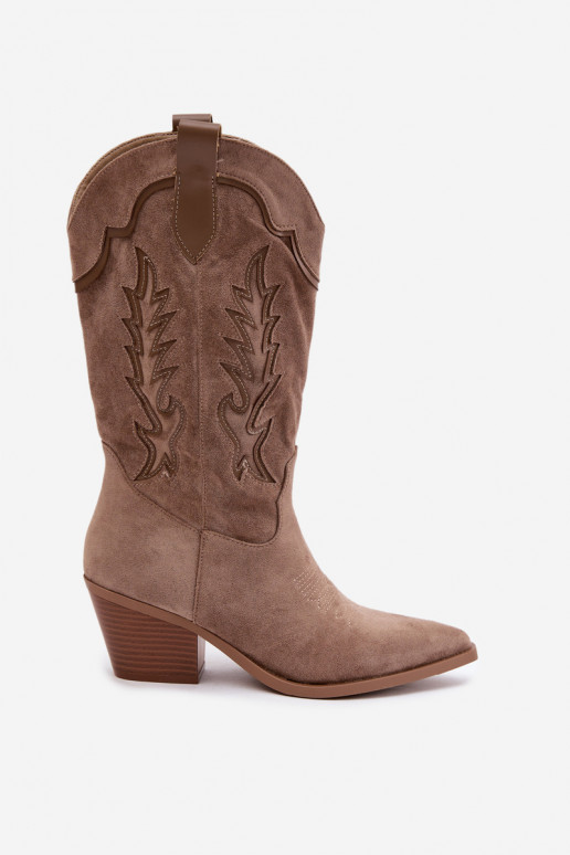 Botas altas de estilo cowboy en caqui Betina