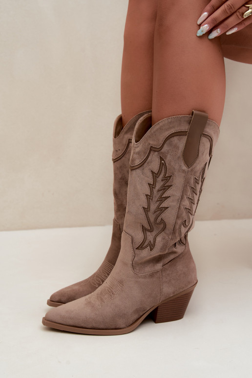Botas altas de estilo cowboy en caqui Betina
