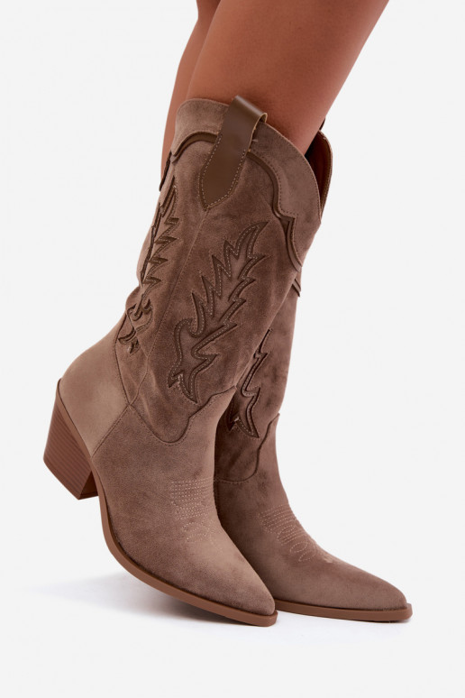 Botas altas de estilo cowboy en caqui Betina
