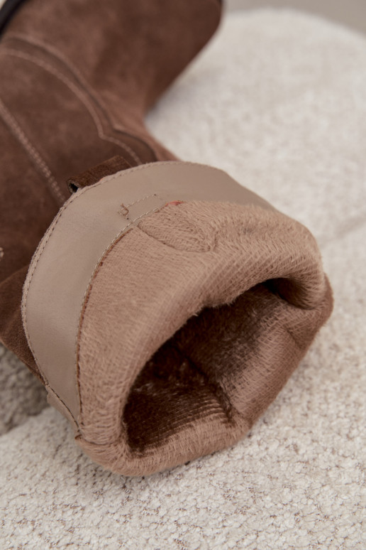 Botas altas de estilo cowboy de ante natural con aislamiento y tacón en color marrón Radley
