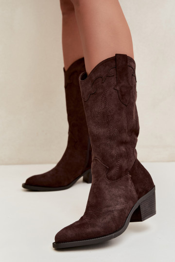 Botas altas vaqueras con tacón en color chocolate Hartley 2