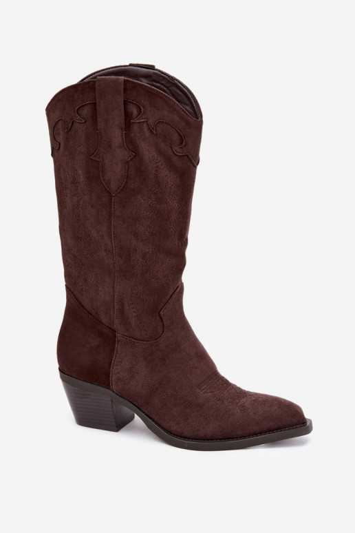 Botas altas vaqueras con tacón en color chocolate Hartley