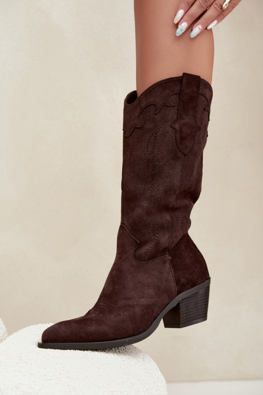 Botas altas vaqueras con tacón en color chocolate Hartley