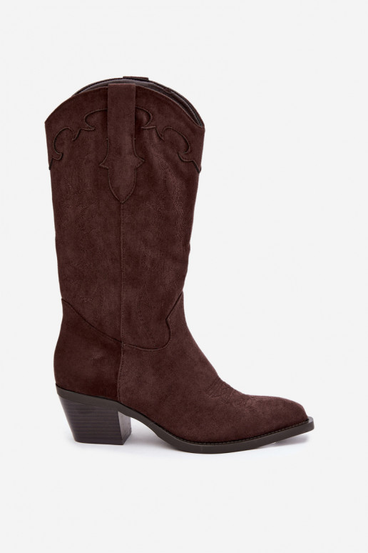 Botas altas vaqueras con tacón en color chocolate Hartley
