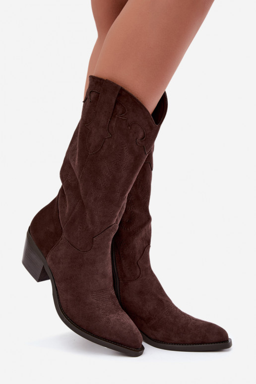 Botas altas vaqueras con tacón en color chocolate Hartley
