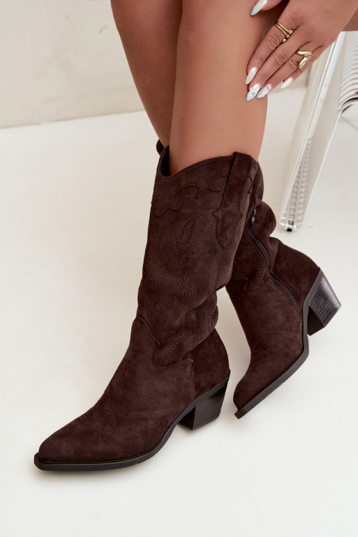 Botas altas vaqueras con tacón en color chocolate Hartley