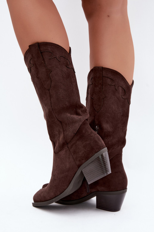 Botas altas vaqueras con tacón en color chocolate Hartley