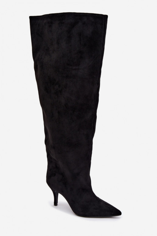 Botas altas para mujer slip-on con tacones finos en color negro Corly